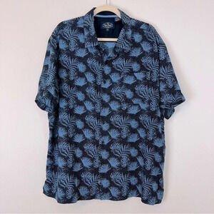 Nat Nast Relaxed Fit Silk Cotton Palm Leaf Print Shirt XL Vacation Cruise Beach
